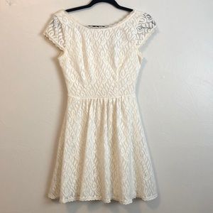 Cream lace fit and flare dress